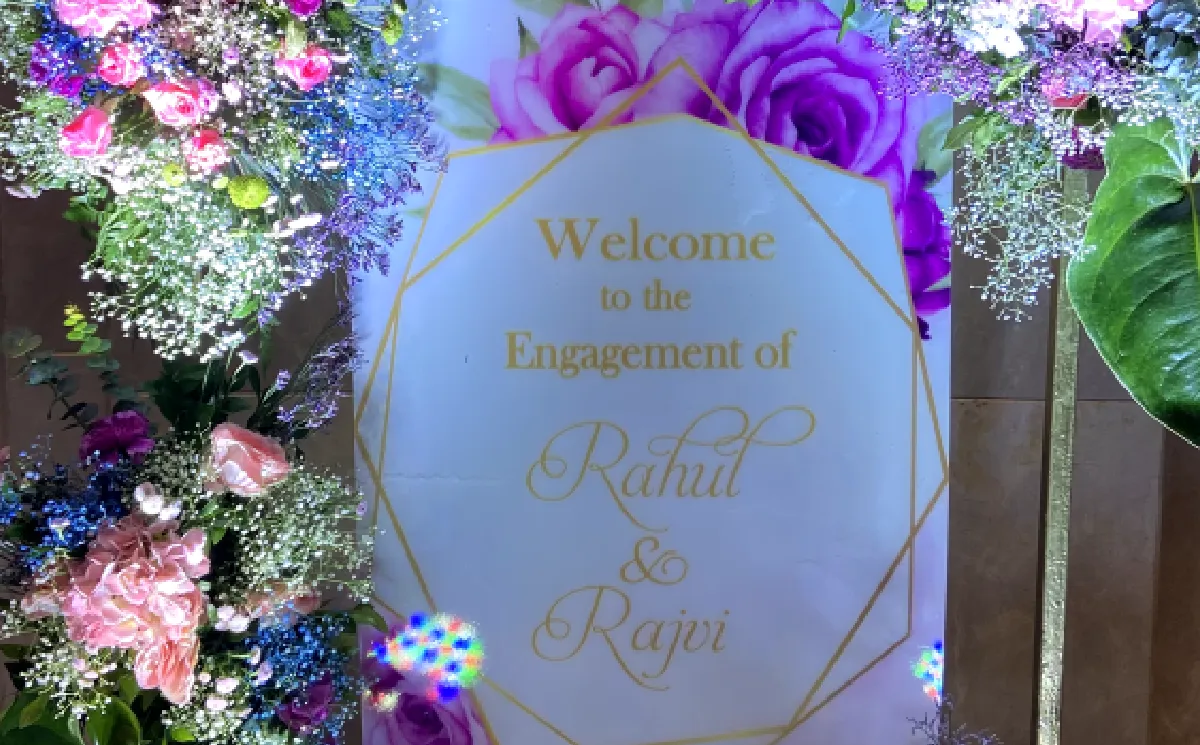 Engagement floral decor by Vows Vachan Party Cruisers
