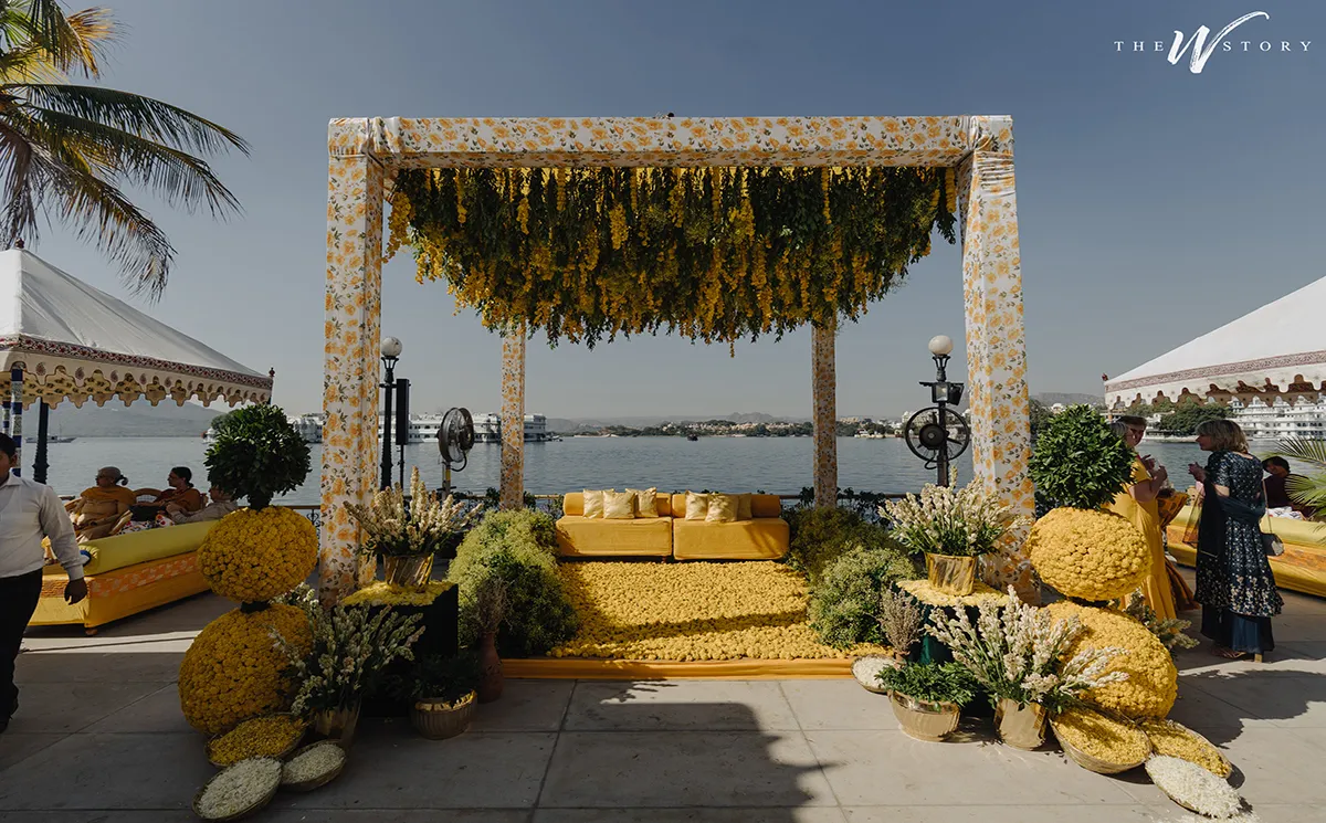 Outdoor haldi ceremony decor by Vows Vachan India